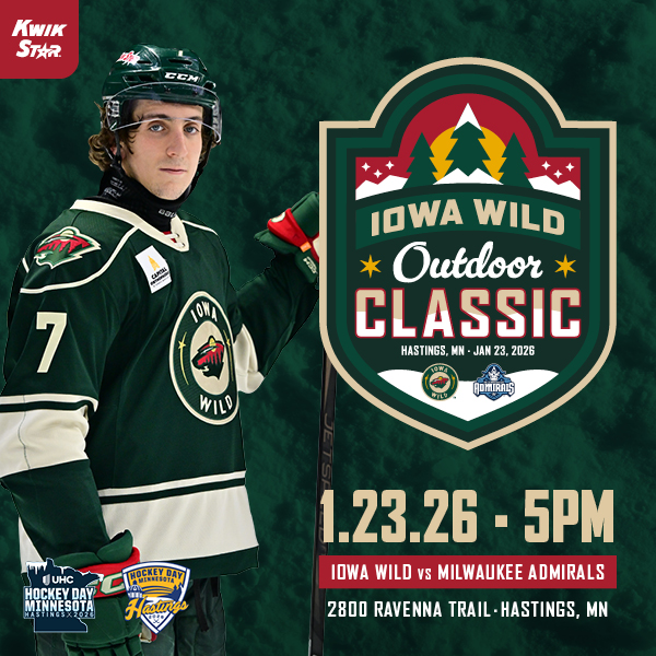 Iowa Wild Outdoor Classic, Hastings, MN January 23, 2026 @ 5 PM Iowa Wild vs. Milwaukee Admirals. 2800 Ravenna Trail, Hastings, MN